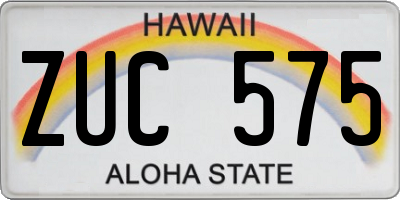 HI license plate ZUC575