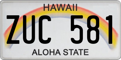 HI license plate ZUC581