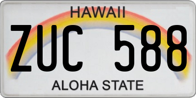 HI license plate ZUC588