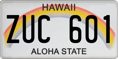 HI license plate ZUC601