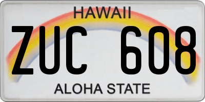 HI license plate ZUC608