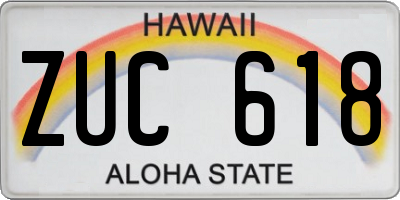 HI license plate ZUC618