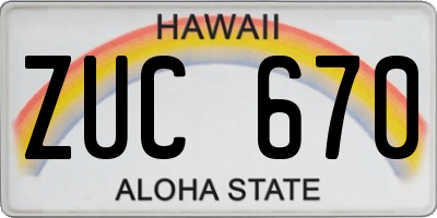 HI license plate ZUC670