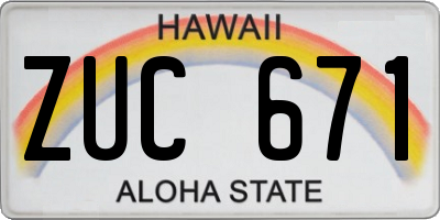 HI license plate ZUC671