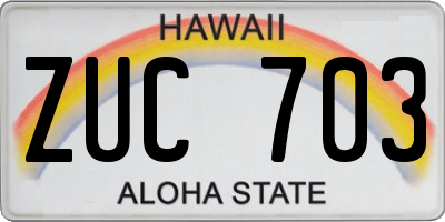 HI license plate ZUC703