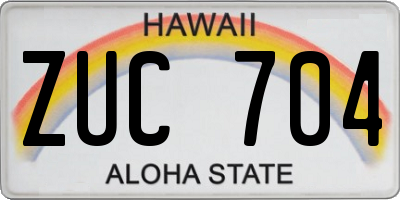 HI license plate ZUC704