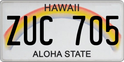HI license plate ZUC705