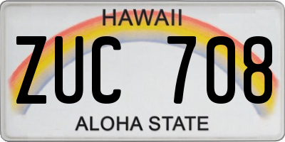 HI license plate ZUC708