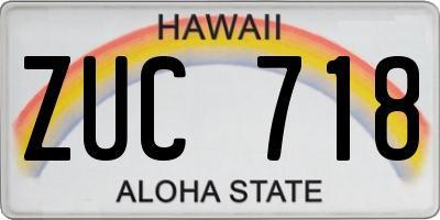 HI license plate ZUC718