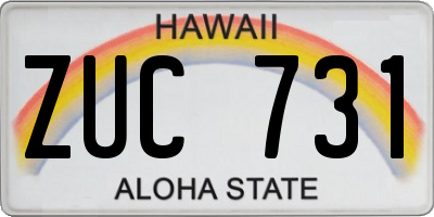 HI license plate ZUC731