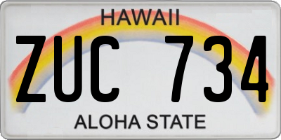 HI license plate ZUC734