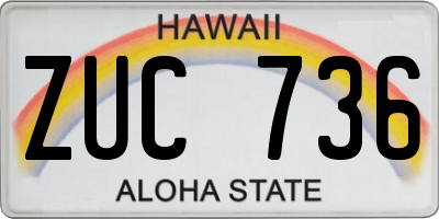 HI license plate ZUC736