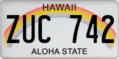 HI license plate ZUC742