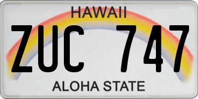 HI license plate ZUC747
