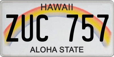 HI license plate ZUC757