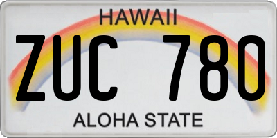 HI license plate ZUC780