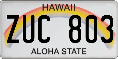 HI license plate ZUC803