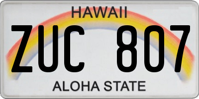 HI license plate ZUC807