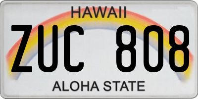 HI license plate ZUC808