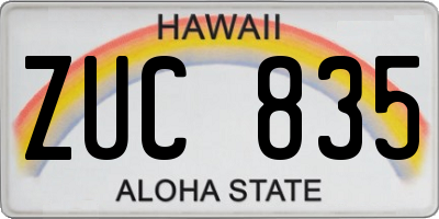 HI license plate ZUC835
