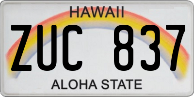 HI license plate ZUC837