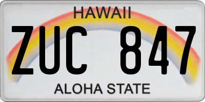 HI license plate ZUC847