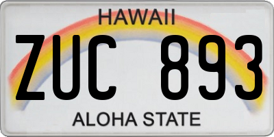 HI license plate ZUC893
