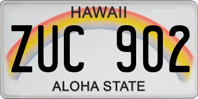 HI license plate ZUC902