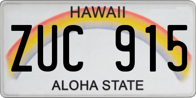 HI license plate ZUC915