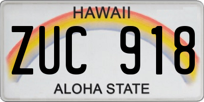 HI license plate ZUC918