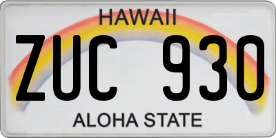 HI license plate ZUC930