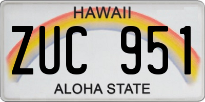 HI license plate ZUC951