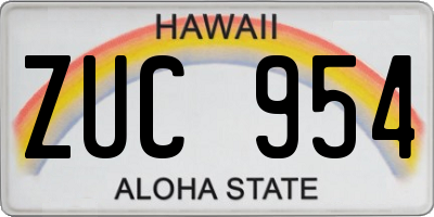 HI license plate ZUC954