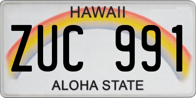 HI license plate ZUC991