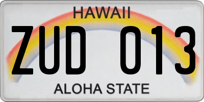 HI license plate ZUD013