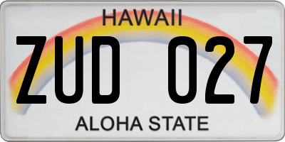 HI license plate ZUD027