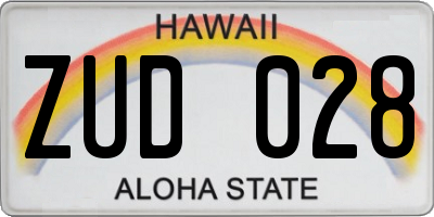 HI license plate ZUD028