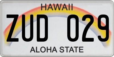 HI license plate ZUD029