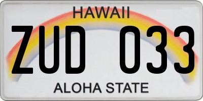 HI license plate ZUD033