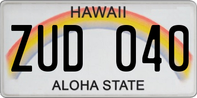 HI license plate ZUD040