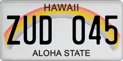 HI license plate ZUD045