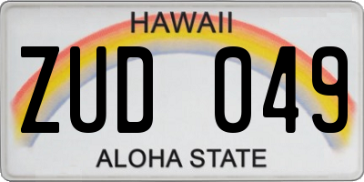 HI license plate ZUD049