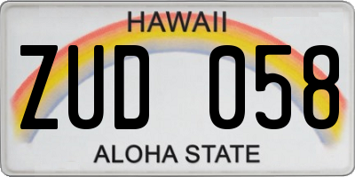HI license plate ZUD058
