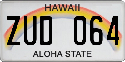 HI license plate ZUD064