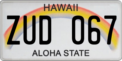 HI license plate ZUD067