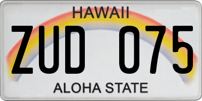 HI license plate ZUD075