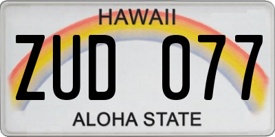 HI license plate ZUD077
