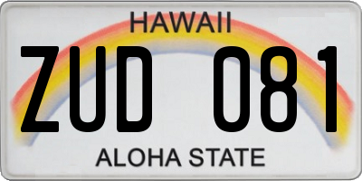 HI license plate ZUD081