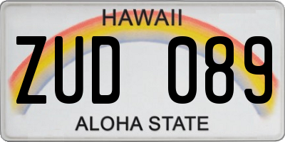 HI license plate ZUD089