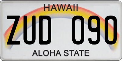 HI license plate ZUD090